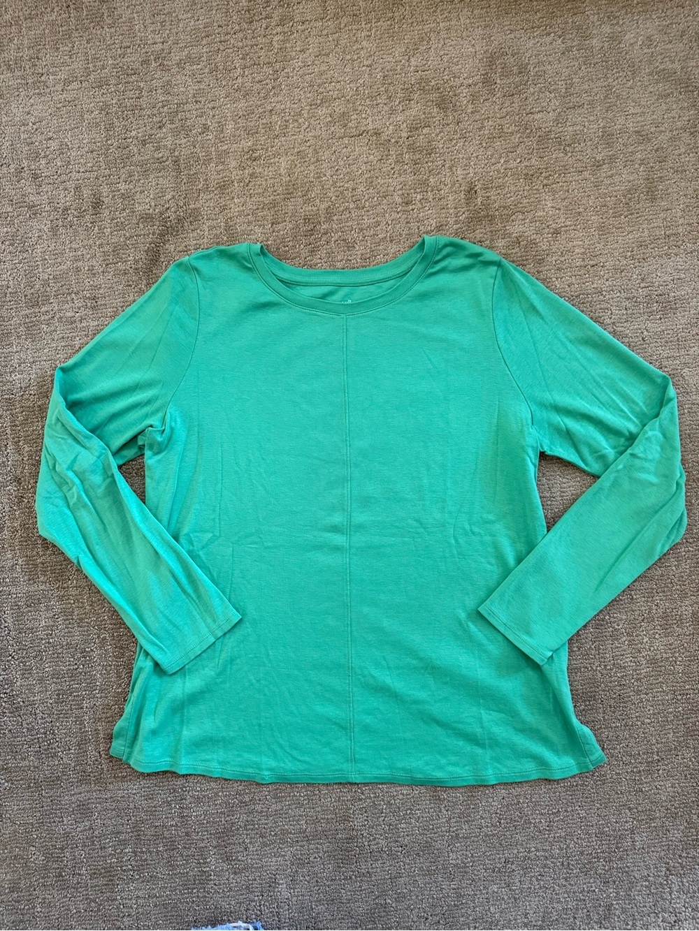 J. Jill Pima Cotton Teal Green Long Sleeve Crewneck Top Size Large